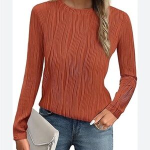 NWOT Women's PrettyGarden Rust Long Sleeve Top